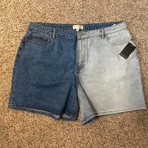 Two-Tone Denim Shorts - Eloquii Denim - 18 - NWT
